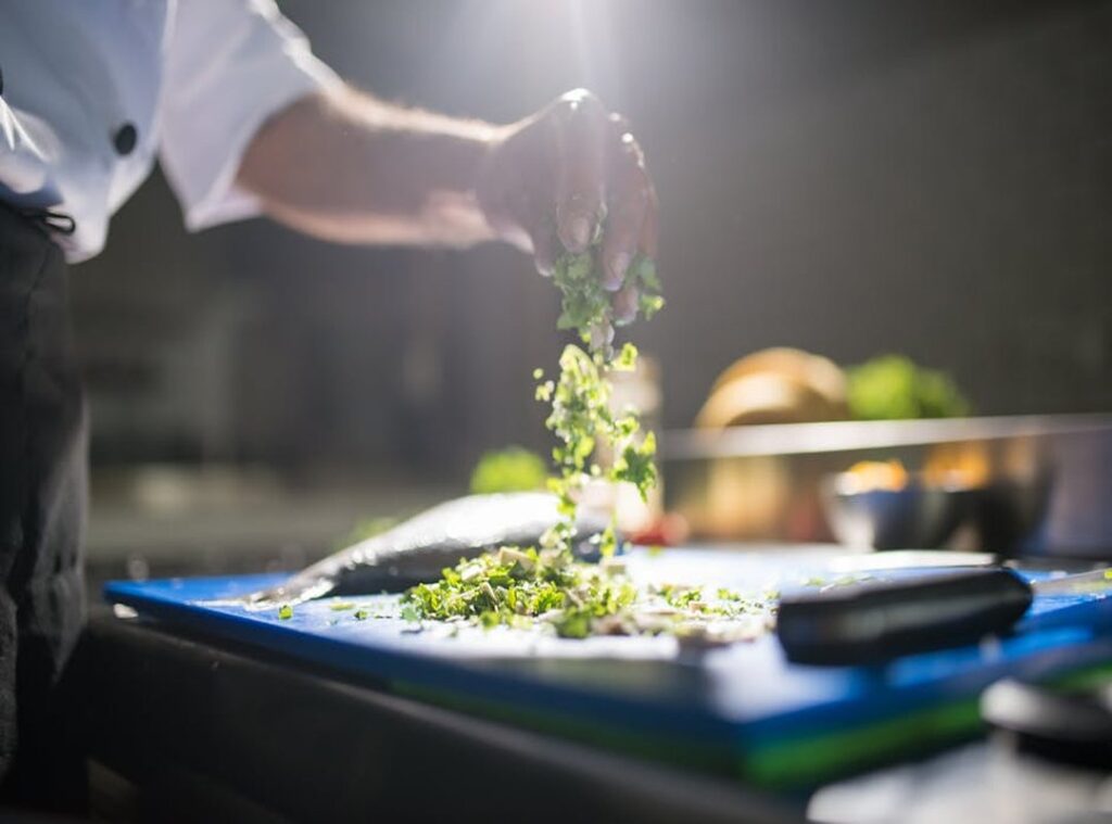 prepping ingredients chef