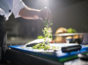 prepping ingredients chef
